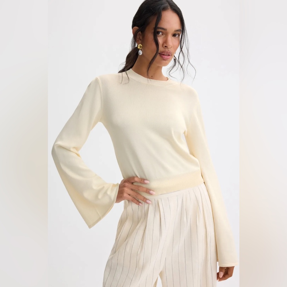 SOLID & STRIPED Ivory Ribbed Knit Top